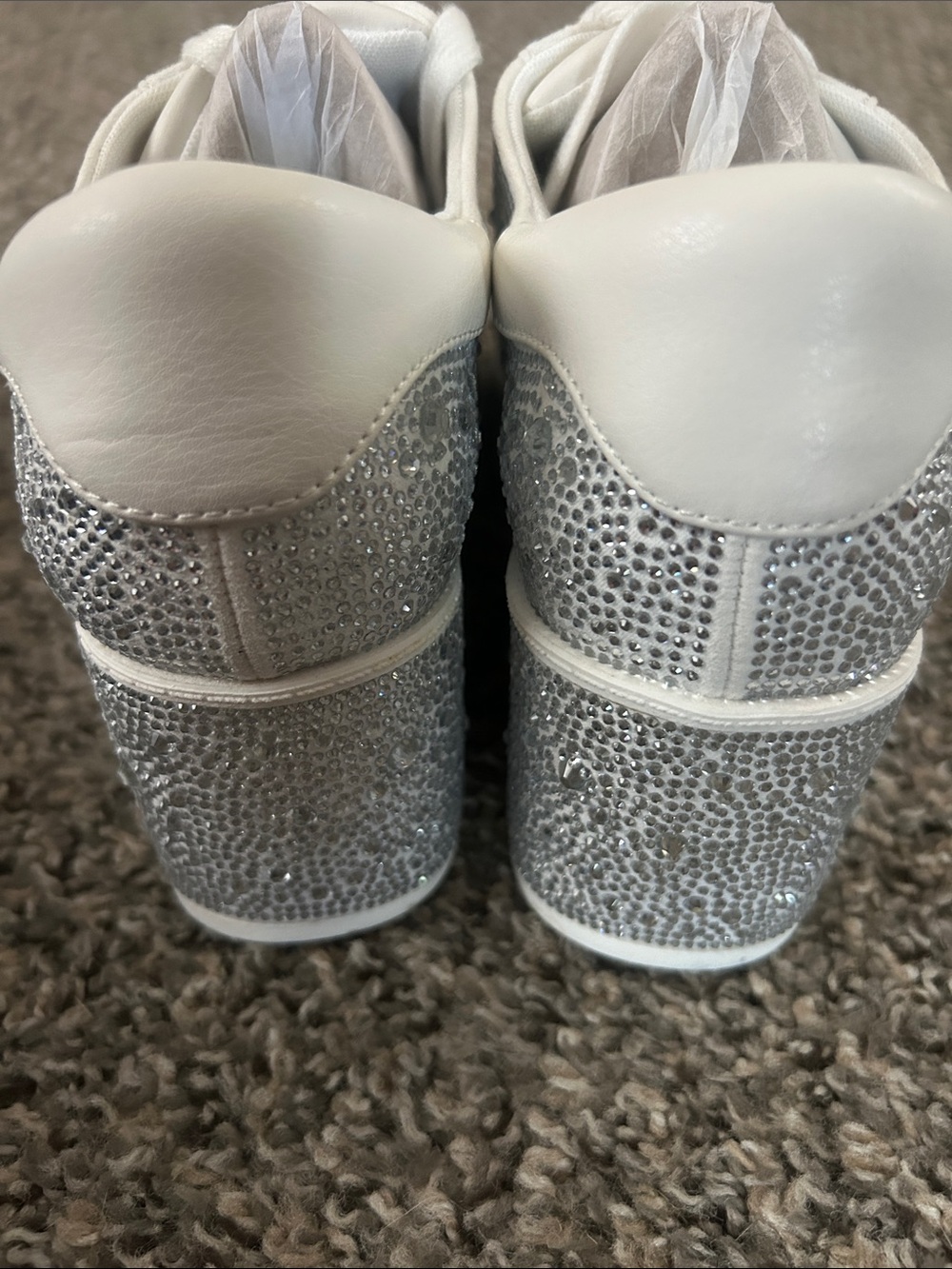 INC Women's Crystal-Embellished Silver Wedge Sneakers 8.5M - Picture 3 of 7